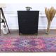 1970s Turkish Handmade Wool Diamond Pink Purpler Runner Rug 77x392