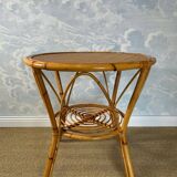 Bamboo and wicker table in the style of Dal Vera / Franco Albini, Italy, 1960s.