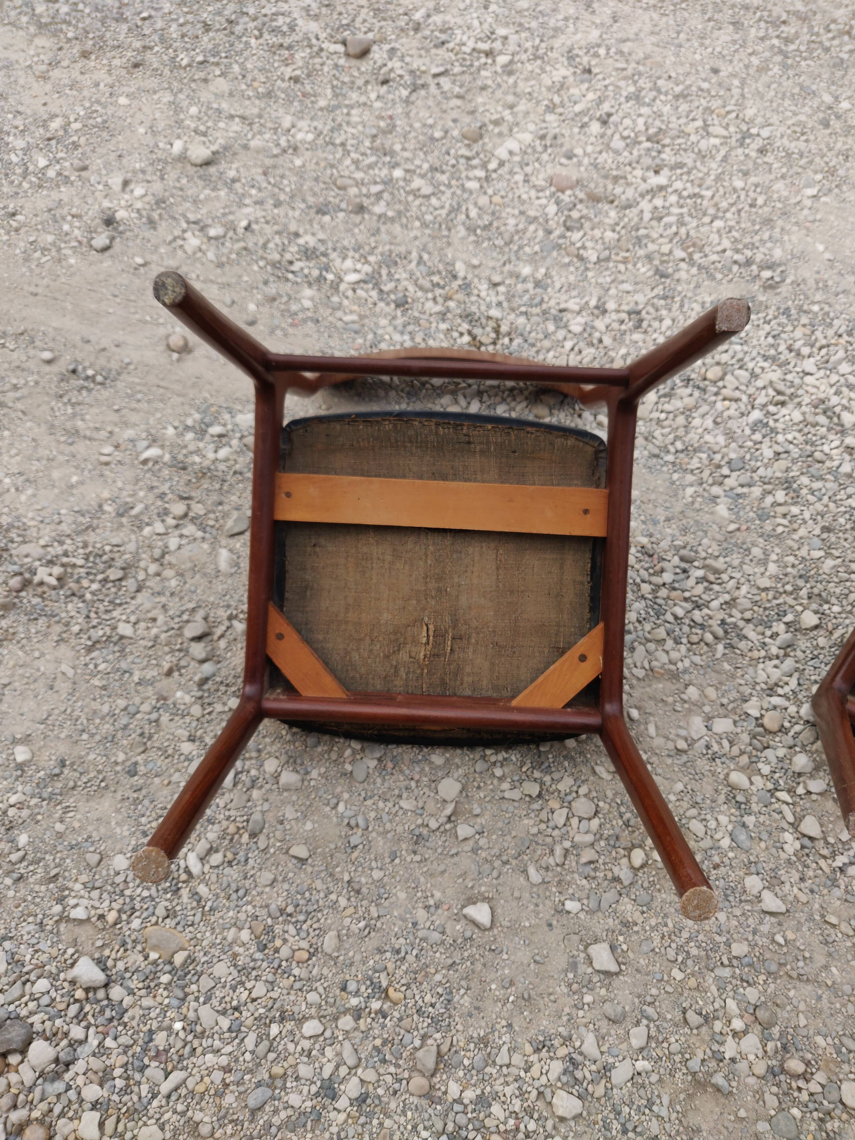 Set of 4 teak chairs scandinave style 60s