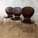 Set of stackable wooden chairs