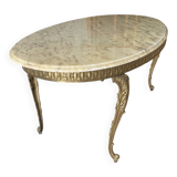 Marble and wrought iron coffee table