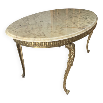 Marble and wrought iron coffee table