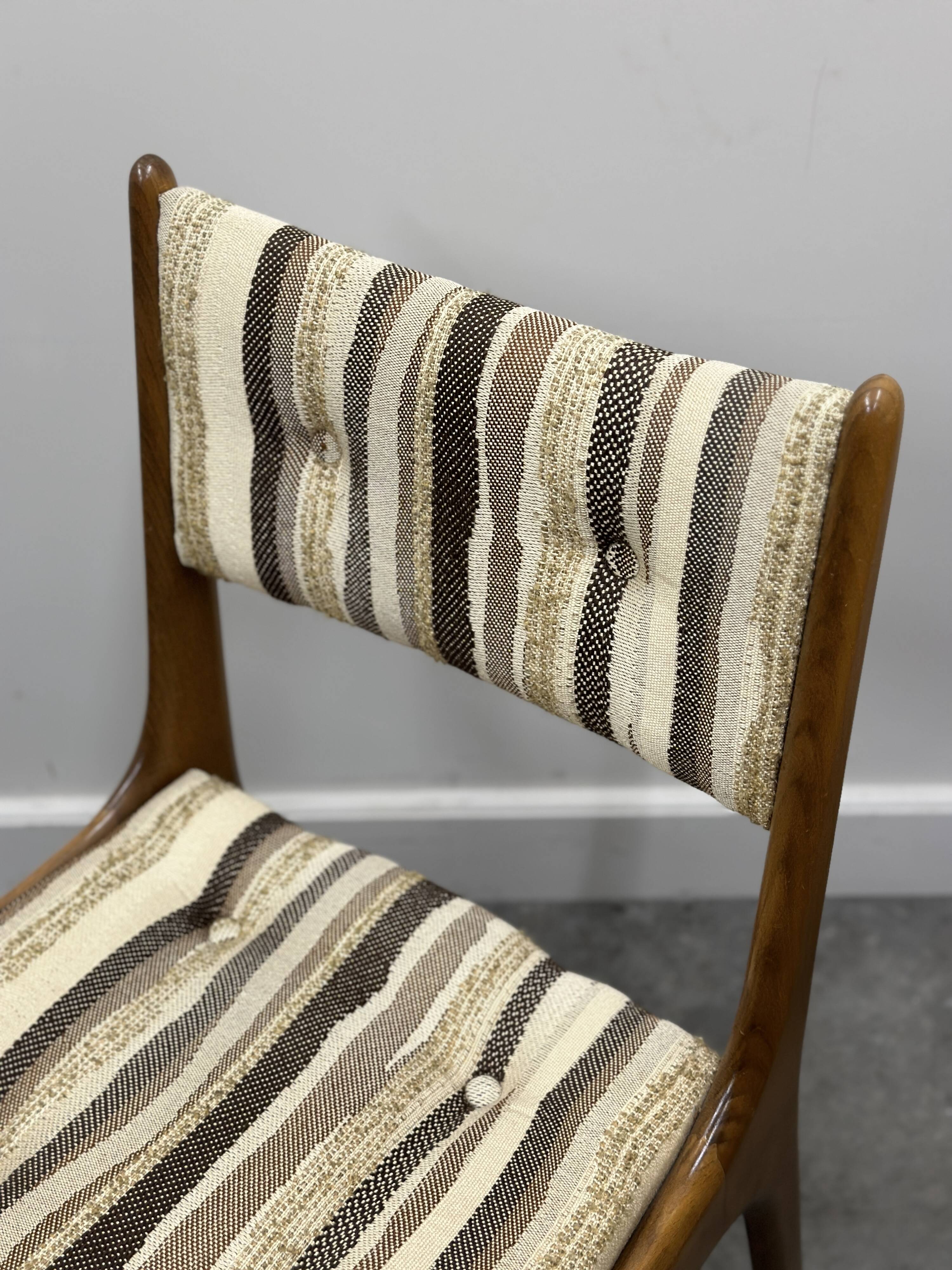 Set of 4 Teak Danish Dining Chairs with Original Fabric, 1970s