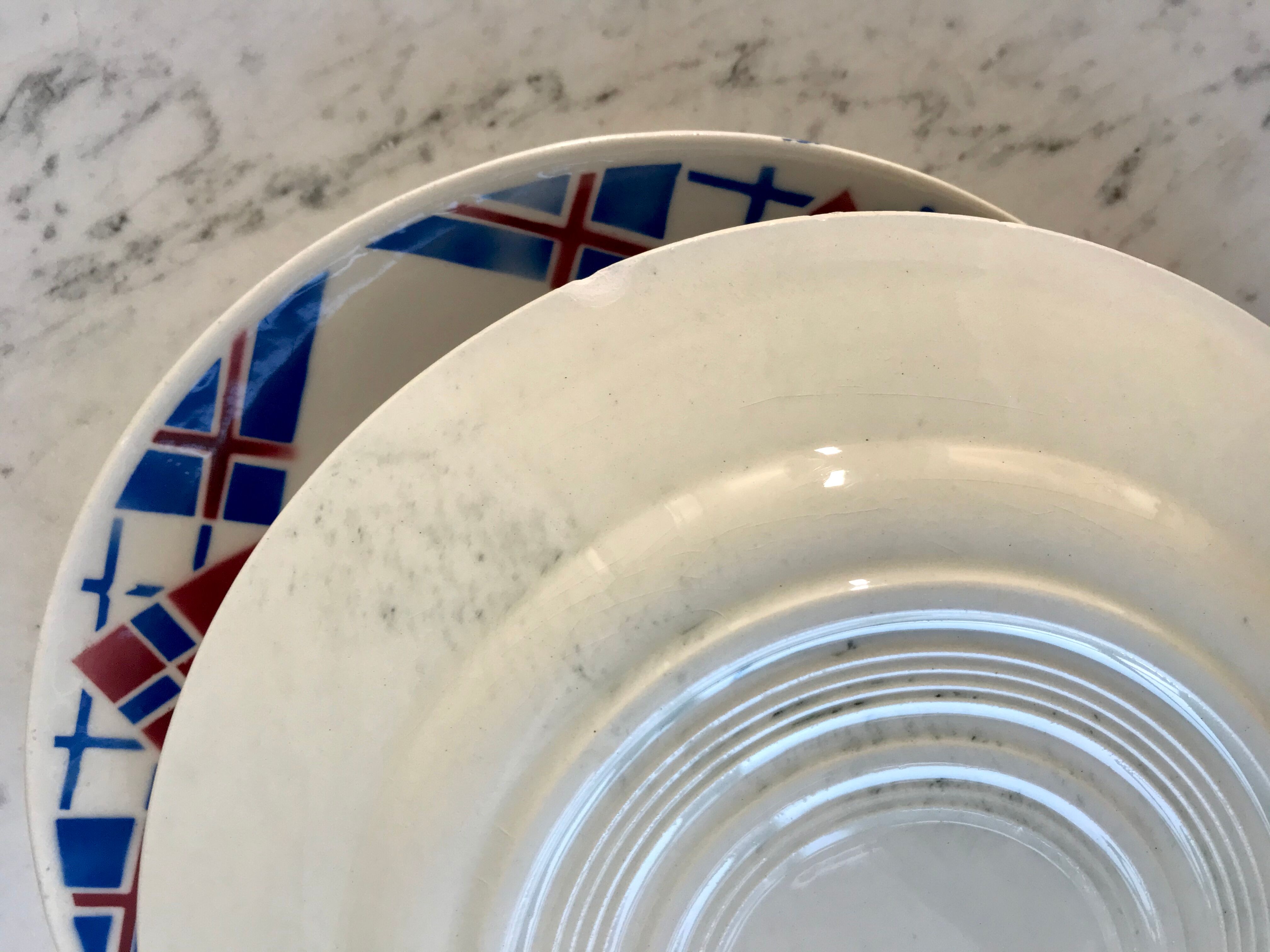 Set of 4 flat plates Lunéville model Hossegor