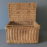 Panier à provisions vintage en osier tressé H28cm