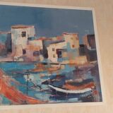 Oil painting by Malrieux - port of Greece