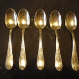 5 tablespoons in silver, 2 punches, fine decorations in relief