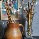 Art-Deco high foot vase in molded crystal early twentieth century