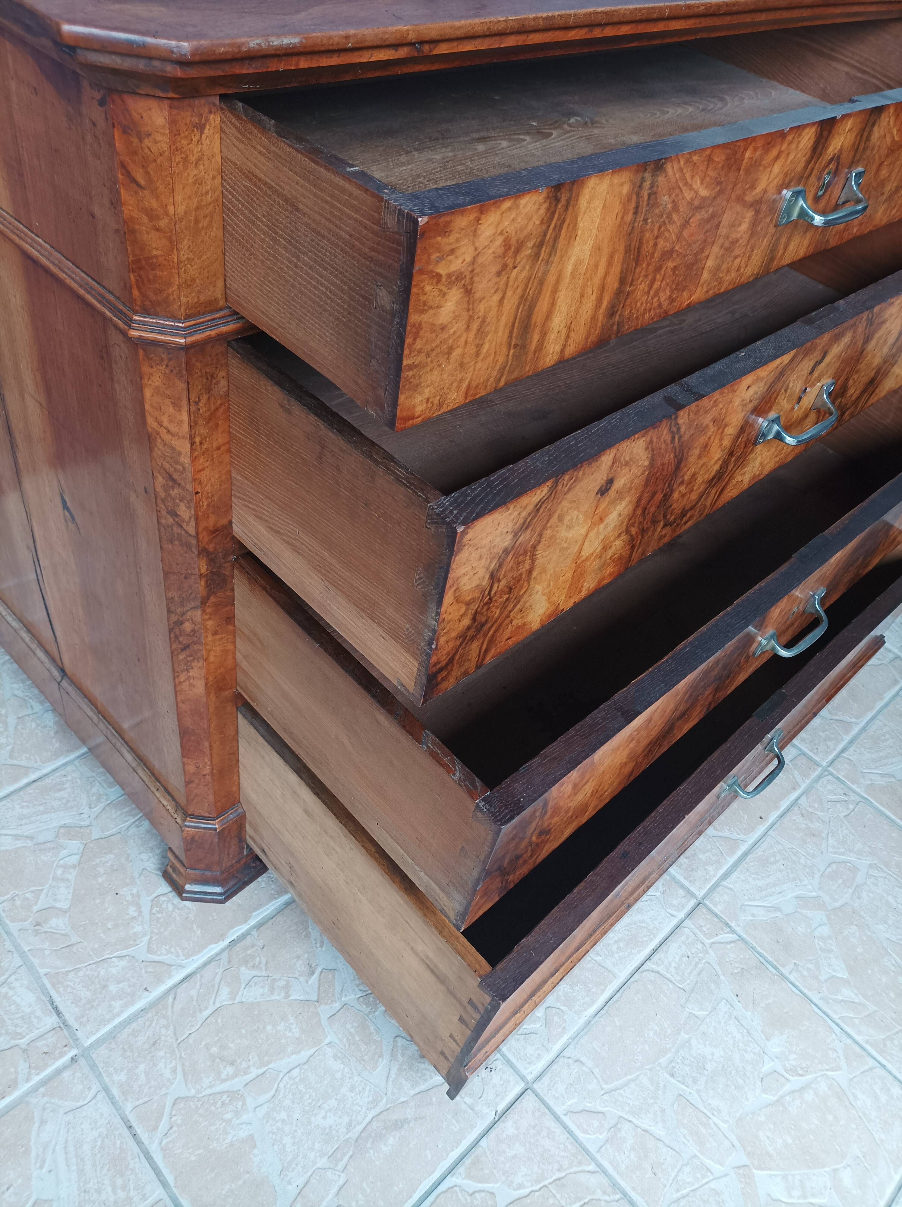 Louis Philippe chest of drawers in walnut bramble