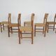 Set of six papercord dining chairs, France 1950's