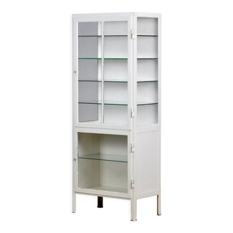 Medical Iron And Glass Cabinet, 1930s