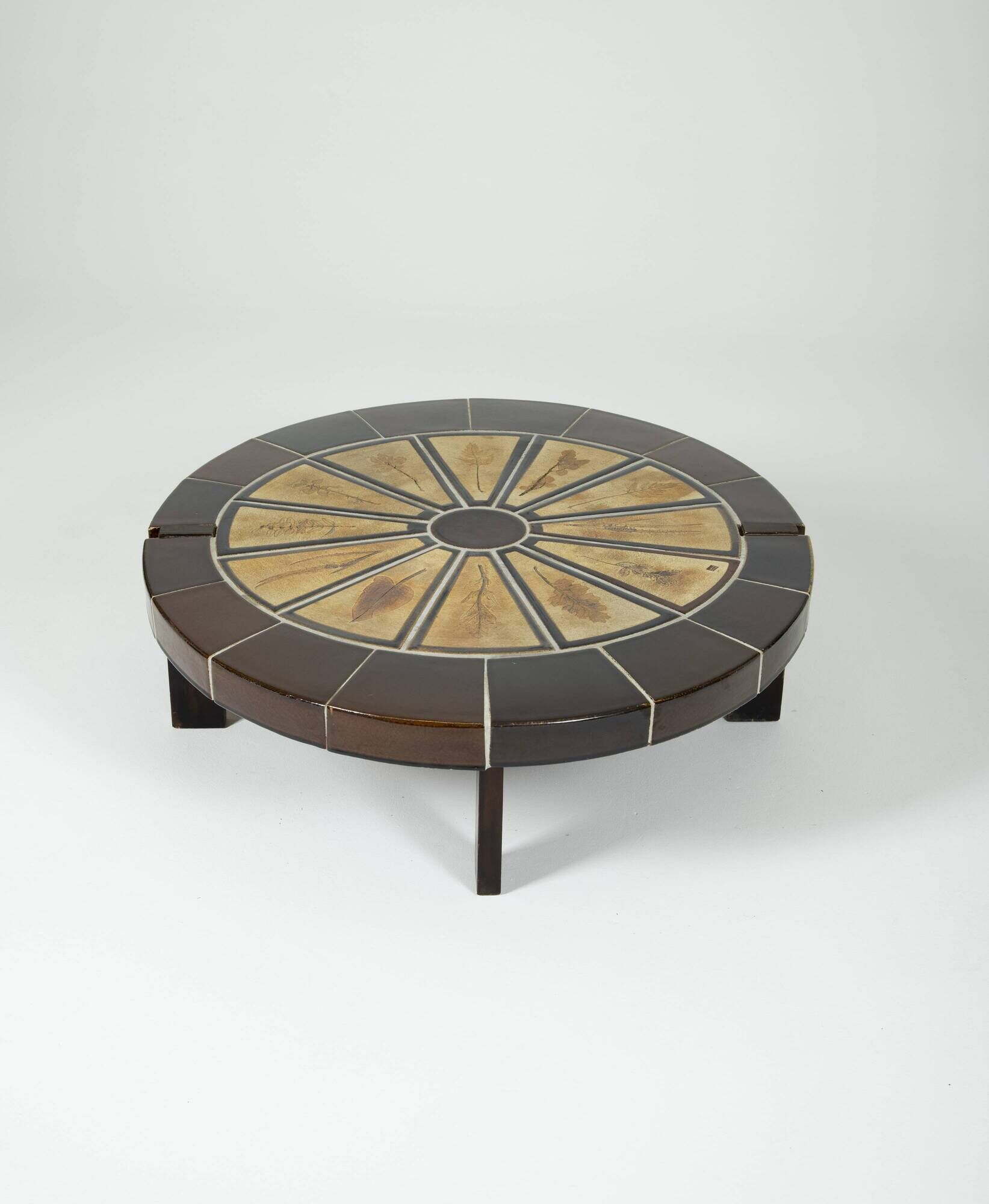 Glazed ceramic coffee table Herbarium model by Roger Capron in Vallauris, France 1970s