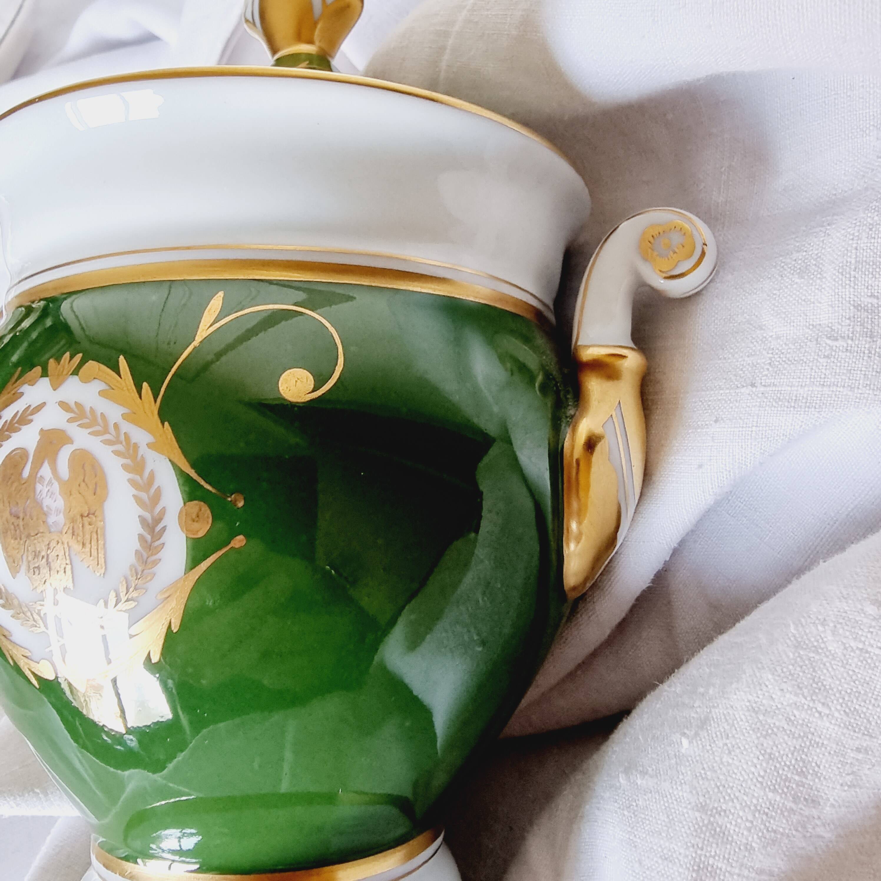 Limoges Porcelain Bombonera Lafarge or Empire Style Tibor or Napoleon