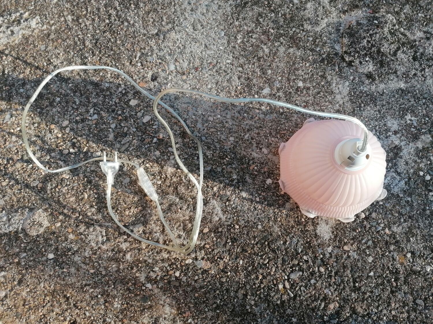 Vintage pink molded glass walker