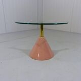 Italian Memphis style pink natural stone & glass side table 1980’s