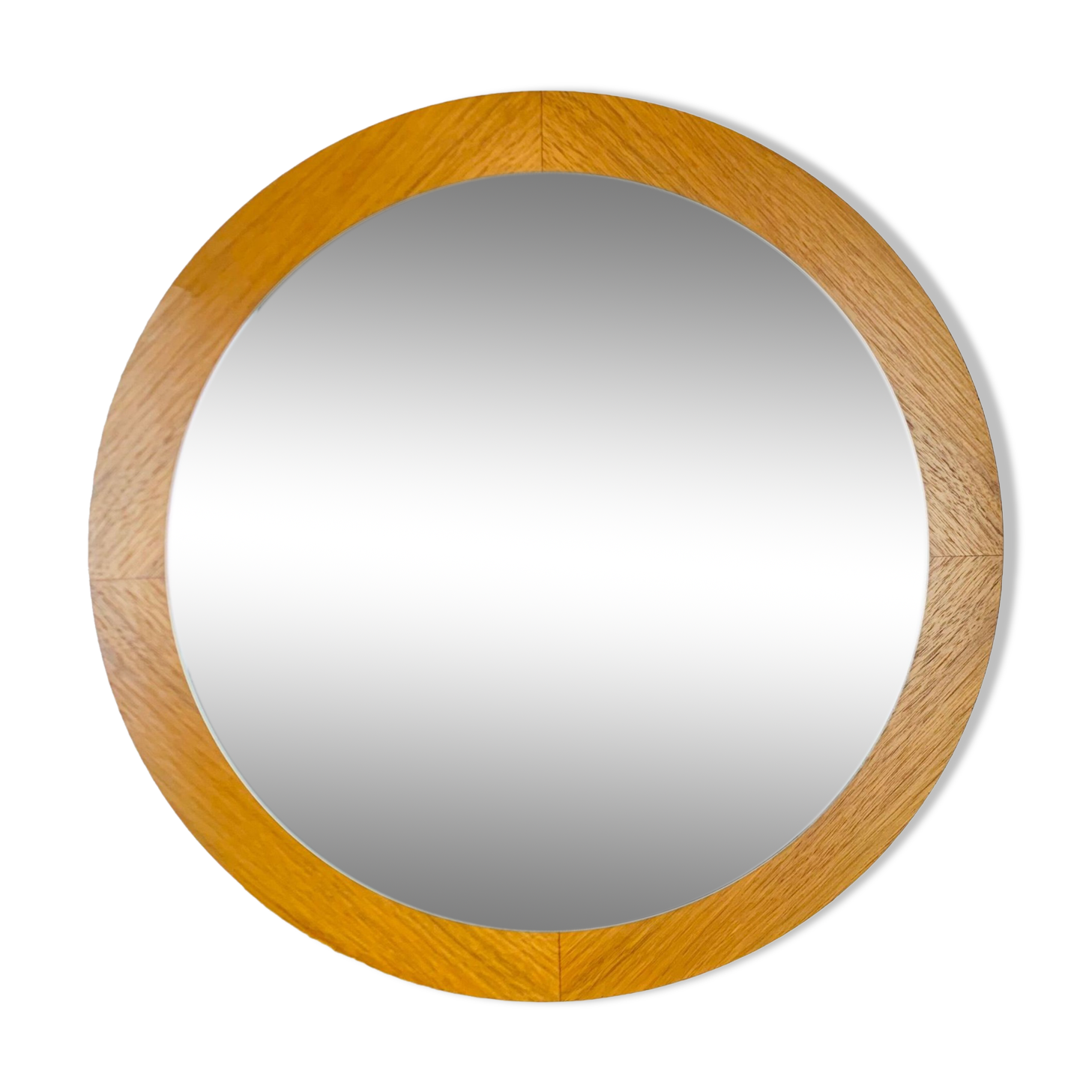 Scandinavian mirror round teak 47 cm 60s