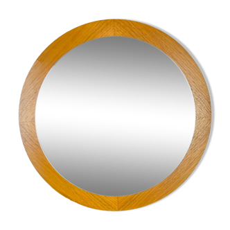 Miroir scandinave rond teck 47 cm années 60