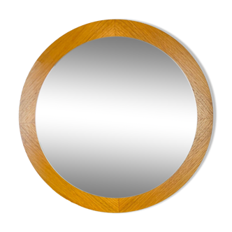 Scandinavian mirror round teak 47 cm 60s