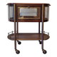 Art Deco service trolley in mahogany, brass, and glass, 1920.