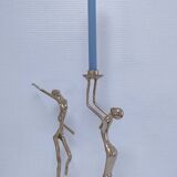 Gilt bronze and sculptural gilt bronze candle holder vintage design