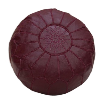 Moroccan pouf in burble leather