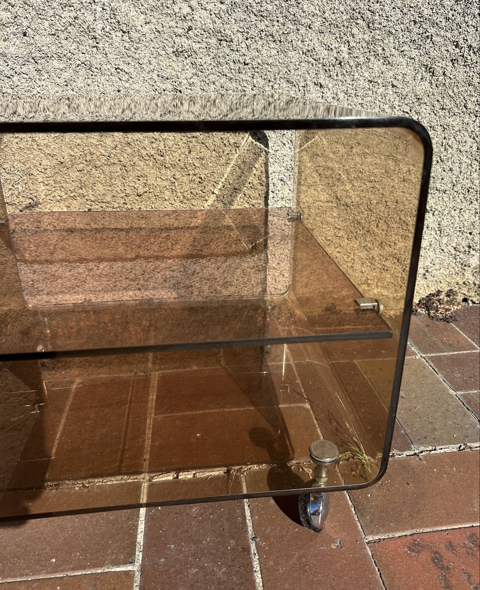 Side table, vintage serving trolley in plexiglass by Michel Dumas for