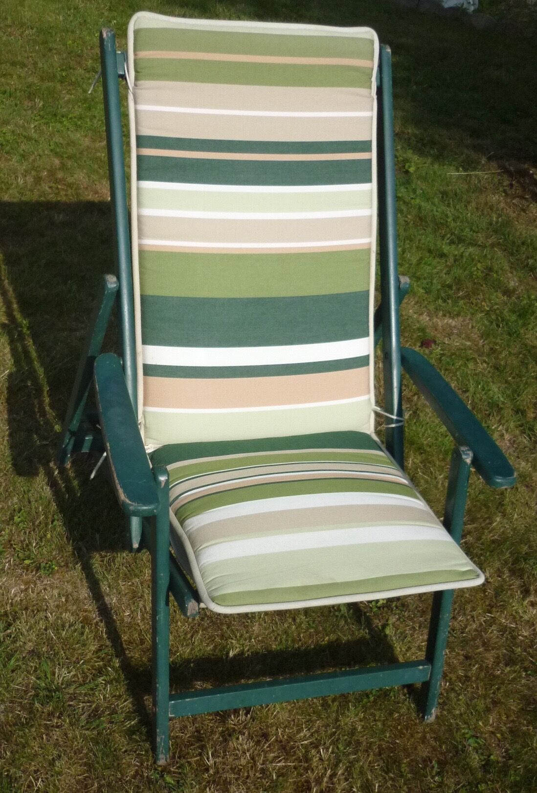 Transat chaise longue tissu et bois pliant  Selency