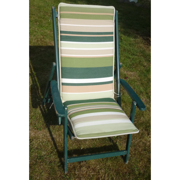 Transat chaise longue tissu et bois pliant  Selency