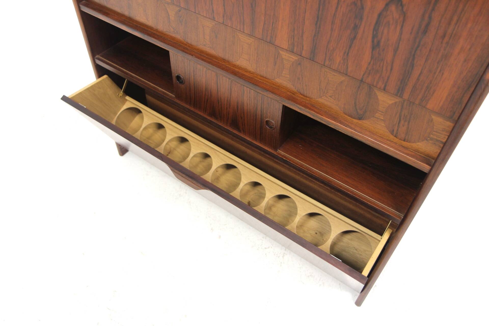 Rosewood bar cabinet "SK 661" and its 2 stools, Johannes Andersen, Denmark, 1960