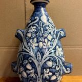 blue and white glazed earthenware vase circa 1900