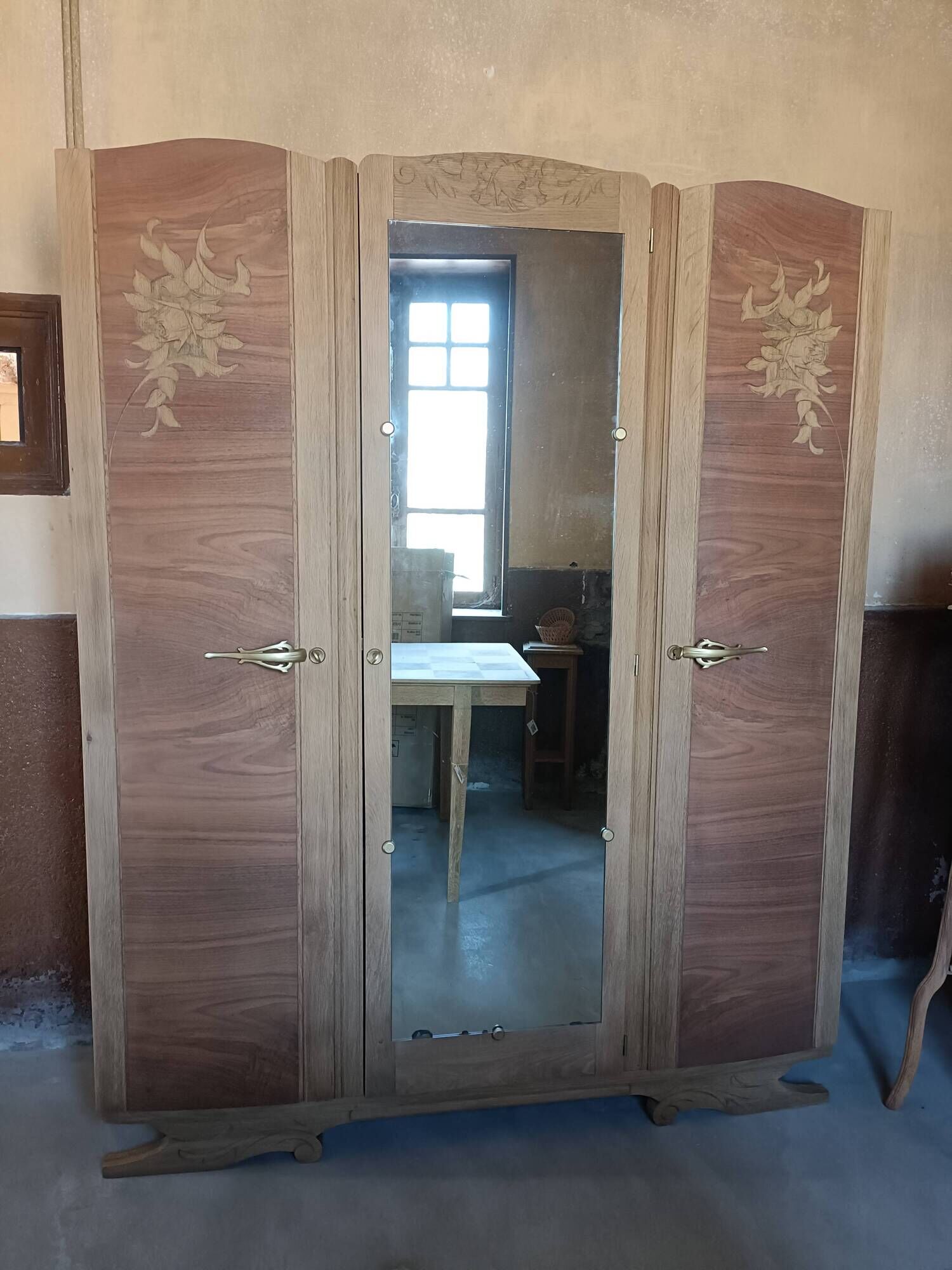 Renovated Art Deco oak wardrobe
