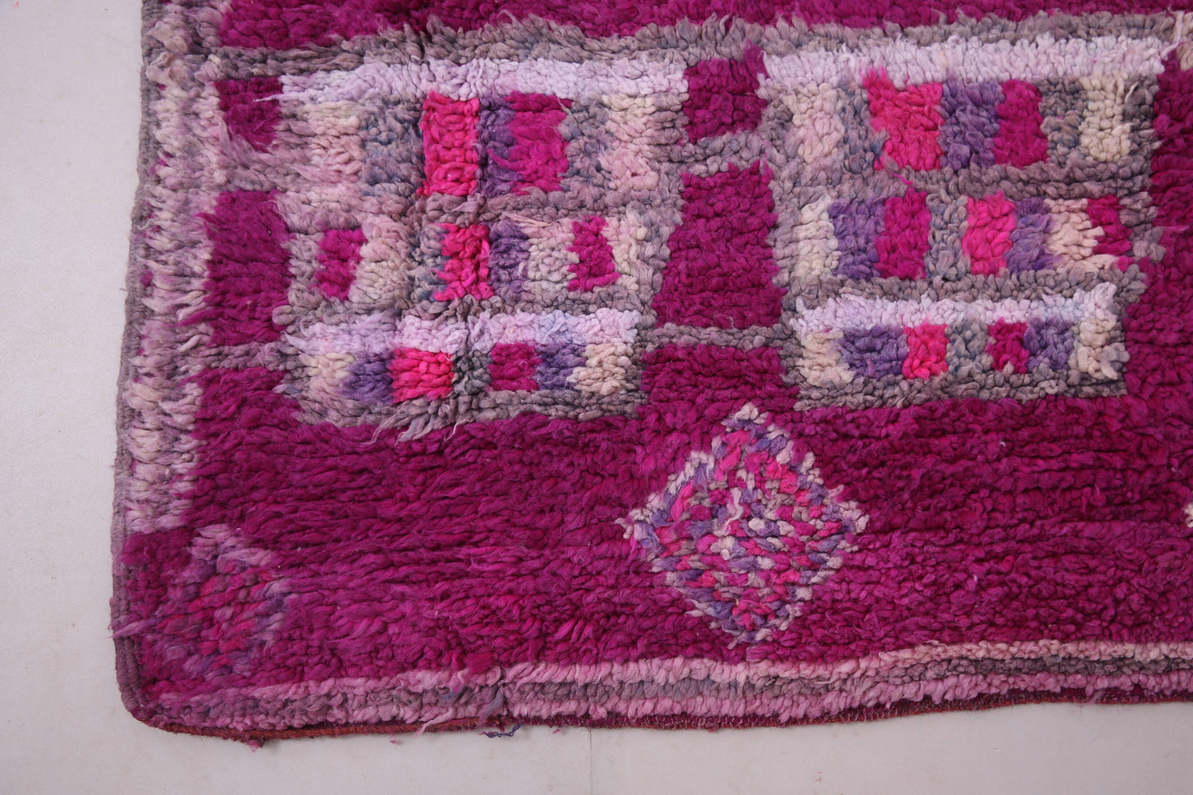 Purple vintage moroccan rug 228 x 317 cm - Handmade Berber Wool Rug