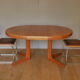 Table de repas en orme 2 rallonges pied central
