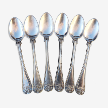 Series of 6 silver metal mocha spoons