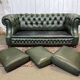 1970s leather Chesterfield three-seater sofa