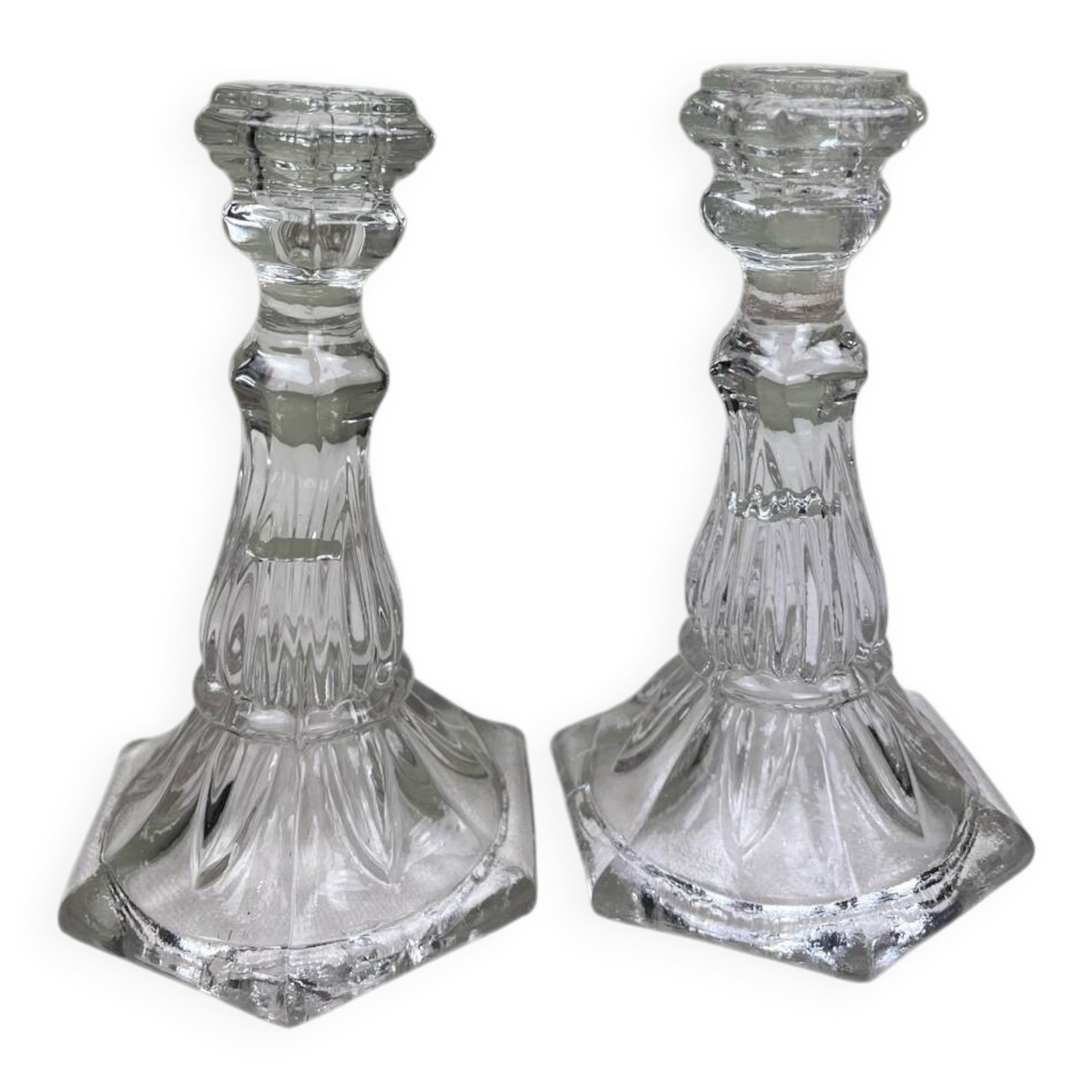 Pair of glass candlesticks