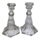 Paire de bougeoirs en verre