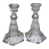 Paire de bougeoirs en verre