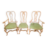 Set of 2 armchairs and 1 baroque style chair