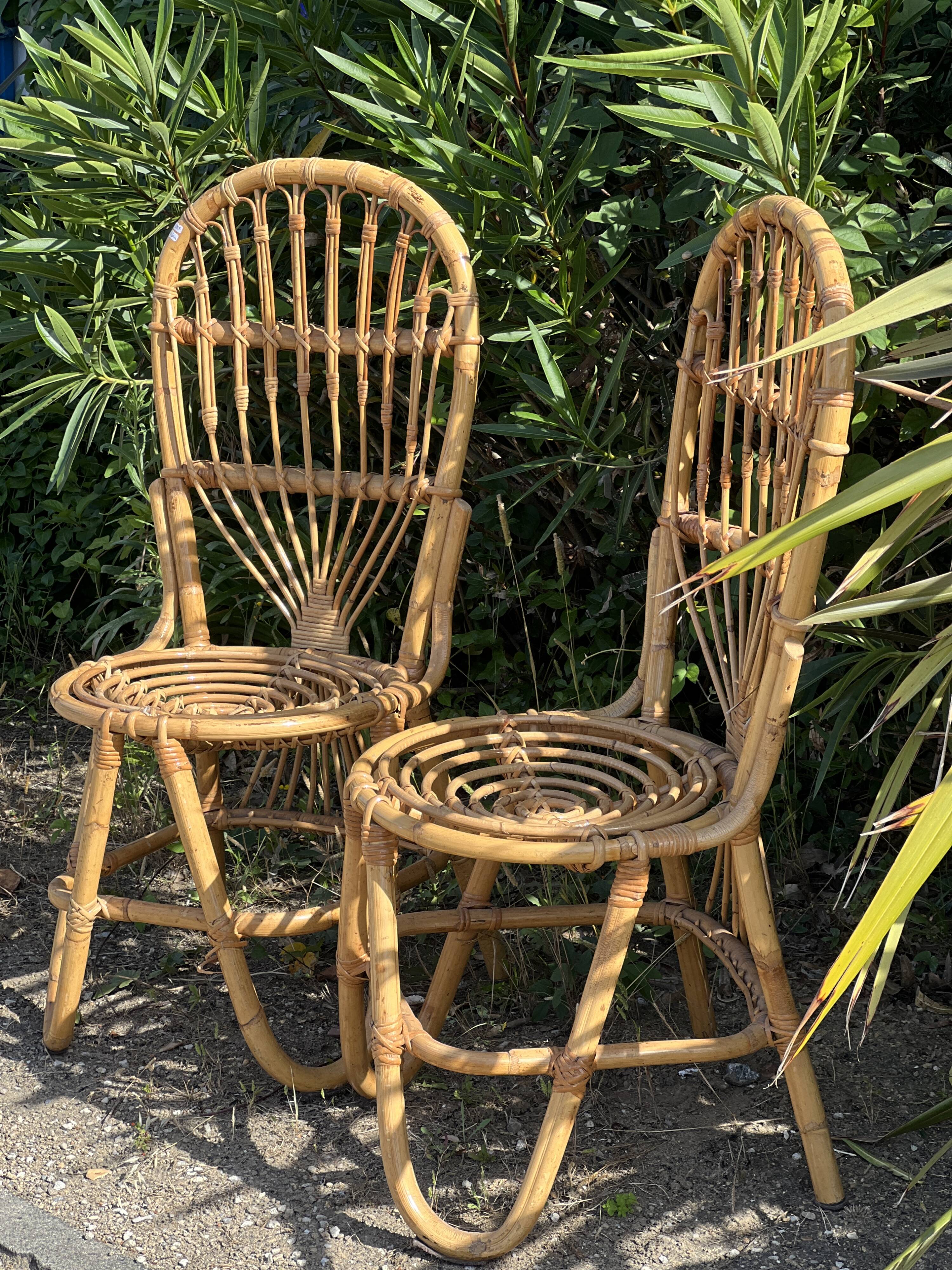 Paire de chaises en rotin
