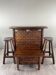 Rustic Carved Wooden Bar with Stools and Wine Chest, 20th Century
