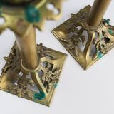 Pair of Antique French copper candlesticks in Baroque style, 1900s