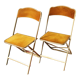 Chaises chaisor pliantes, structure doré et velours jaune d'or vintage