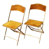 Chaises chaisor pliantes, structure doré et velours jaune d'or vintage