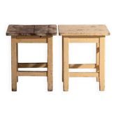 Tables de chevet anciennes en bois de pin – Europe centrale, vers 1940 #17