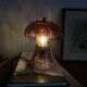 Vintage table lamp in fuchsia pink glass.
