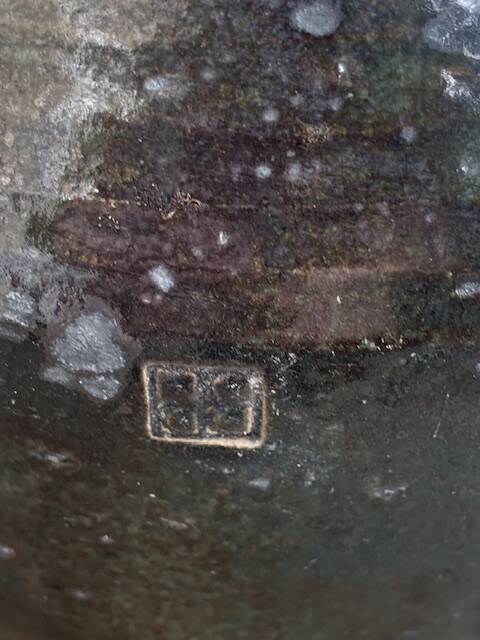 Glazed ceramic pot cover, brown, vintage 1970