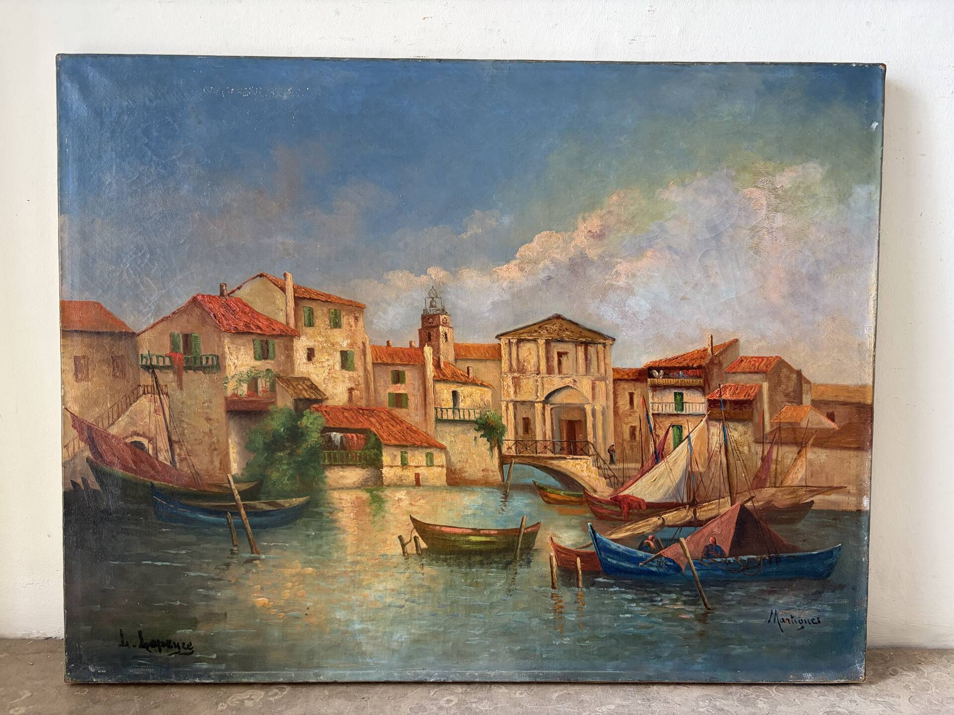 Mediterranean port, oil on canvas