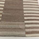 Grey & Beige Handwoven Large Kilim Rug, Turkish Wool Kilim Rug, 322x388 Cm