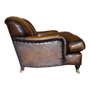 Howard & Son leather canapé, restored vintage, 3-seater